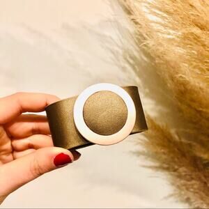 NEW FREE PEOPLE Bronze Metallic Leather Gold Circle Magnetic Bracelet Arm Cuff